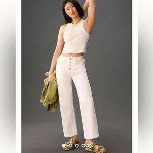 NWT Edwin Bound Marli Ankle Mid-Rise Wide-Leg Jeans Seashell white size 31